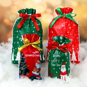 크리스마스 리본끈 포장주머니(비닐/소형) 15*23cm